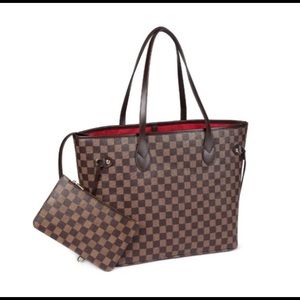 Daisy rose checkered tote with pouch